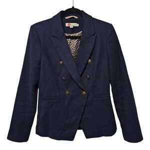 Boden Navy Double‎ Breasted Blazer Jacket Lined Size 6 Career Nautical Preppy